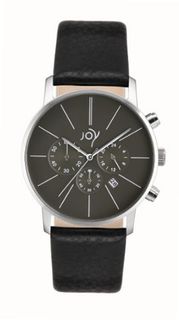 Joy Unisex Quartz with Grey Dial Chronograph Display and Black Leather Strap JW628