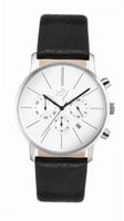 Joy Unisex Quartz with Silver Dial Chronograph Display and Black Leather Strap JW627