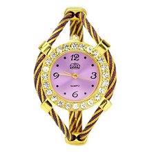 Bracelet Quartz Movement Wrist Set with Rhinestone Decoration - Purple
