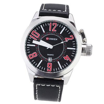 CURREN 8062 Precise Quartz with Figure Scale/Round Dial/Calendar Date/Waterproof-Black