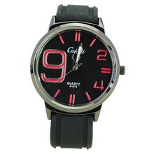 Elegant Quartz Movement Bright Color Graduation of Scale with Soft Silicone Band-Red scale