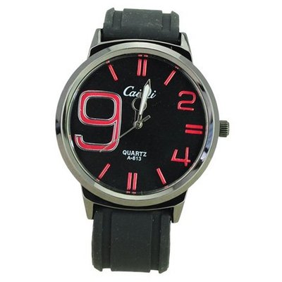 Elegant Quartz Movement Bright Color Graduation of Scale with Soft Silicone Band-Red scale