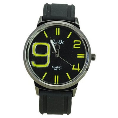 Elegant Quartz Movement Bright Color Graduation of Scale with Soft Silicone Band-Yellow scale