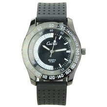 Elegant Soft Silicone Band Red Scale Tachymeter Round Dial Quaretz Movement - Black band