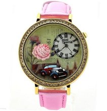 Fashion Jewelry Diamond Romantic Flower for Girls Polymer Clay Wrist Pink