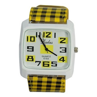 Fashionable Rectangle Dial Plaid Wristband Quartz