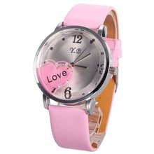 Girls  Fashion Jewelry Love Diamond Quartz Casual Wrist Pink