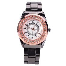 Luxury Tungsten Steel Woman Fashion Imitation Diamond Shinning Quartz Wrist Pink