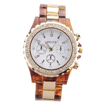 Quartz Wrist w/Plastic + Stainless Steel Band & Rhinestone Decorations for Female White Dial
