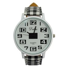Round Dial Plaid Wristband Quartz