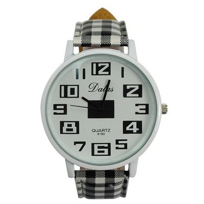 Round Dial Plaid Wristband Quartz