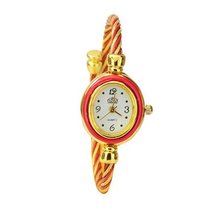 ujss Round Dial Metal Bracelet Band Quartz Movement Wrist - Red 