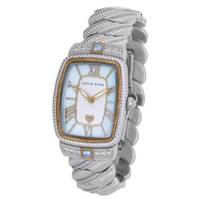 Judith Ripka - Steel & 14K Clad - Blue CZ - Swiss Part Mvt - M-size