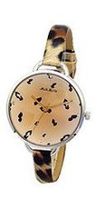Julius JA-254B Light Brown Round Dial Analog Woman Wrist With Tiger Dotted Band