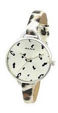 Julius JA-254C White Round Dial Analog Woman Wrist With Tiger Dotted Band