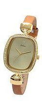 Julius JA-298B Yellow Rectangular Dial Brown Leather Band Analog Woman Wrist