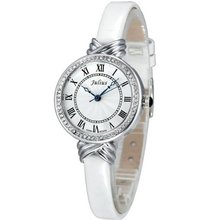 Julius JA-413E White round Dial White Leather Band Analog Woman Wrist