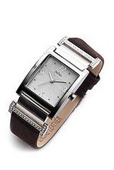 Julius JA-431C White Rectangular Dial and Brown Leather Band Analog Woman Wrist