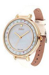 Julius JA-543D White Dial with Golden Rim and White Leather Band Analog  Wrist
