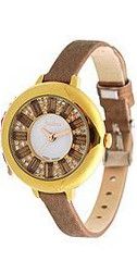 Julius JA-600D Yellow Rim and Brown Band with Clear Dial Analog  Wrist