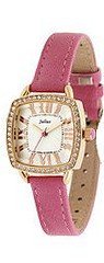 Julius JA-630D Light Yellow Square Curved Dial Pink Leather Band Analog  Wrist
