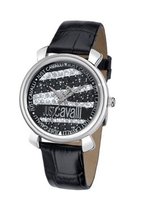 Just Cavalli Glam Black calfskin band .