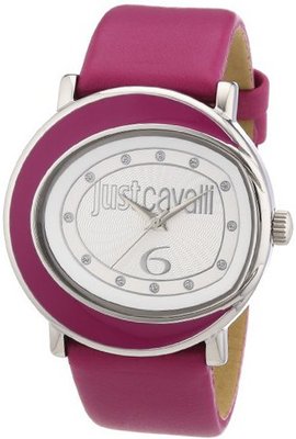 Just Cavalli R7251186503 Lac Stainless Steel Hot Pink Genuine Leather Swarovski Crystal