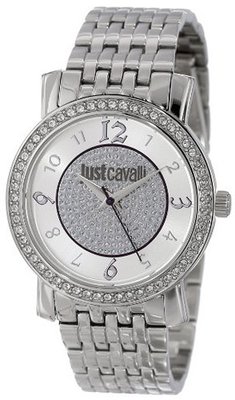 Just Cavalli R7253103502 Moon Round Stainless Steel Silver Sunray Dial Swarovski Crystal