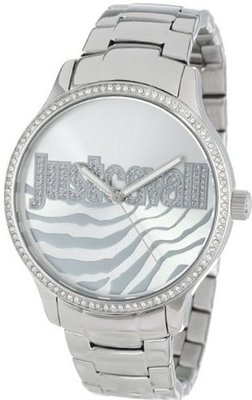 Just Cavalli R7253127509 Huge Round Stainless Steel Silver Sunray Dial Swarovski Crystal