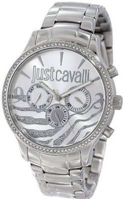 Just Cavalli R7253127513 Huge Round Stainless Steel Luminous Hands Swarovski Crystal