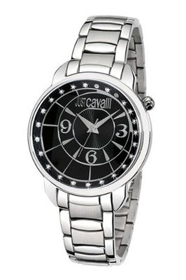 Just Cavalli R7253178525 Trendy Silver-Toner/Black Stainless Steel
