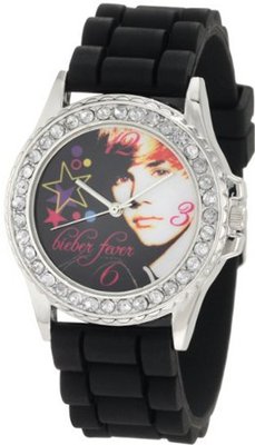 Justin Bieber JB1091 Black Rubber Strap With Stones On Bezel