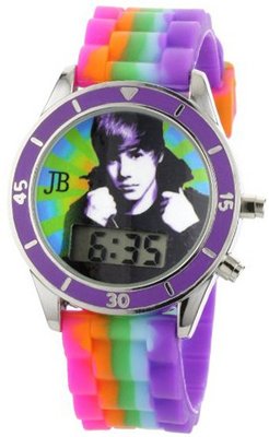 Justin Bieber Kids' JB1026 Round Digital Multi-Colored Silicone Strap