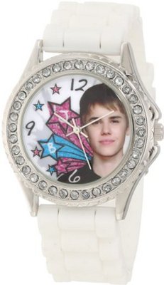 Justin Bieber Kids' JB1266 White Strap with Clear Rhinestones Bezel
