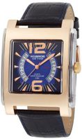 K&BROS 9520-2 Ice-Time Square Rose Gold-tone Blue Leather