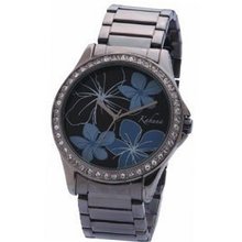 Kahuna Flower Design Gun Metal Bracelet Strap Ladies Fashion AKLB-0013L