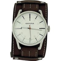Kahuna Gents Analogue Wide Brown Leather Effect Cuff Strap AKUC-0050G