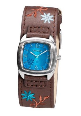 Kahuna KLS-0225L Ladies Brown Floral Cuff