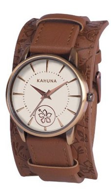 Kahuna KLS-0244L Ladies Brown Floral Pattern Strap