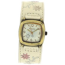 Kahuna Ladies Flower Design Cream Leather Strap Fashion KLS-0226L