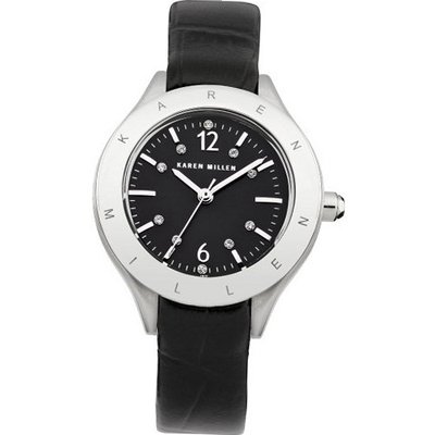 Karen Millen KM109B Ladies Black Leather Strap