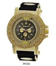 TRENDY FASHION Black/Gold Bullet Band Silicon Strap , Hip-Hop Gold Case, Black Dial BY FASHION DESTINATION
