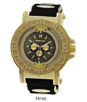 TRENDY FASHION Black/Gold Bullet Band Silicon Strap , Hip-Hop Gold Case, Black Dial BY FASHION DESTINATION