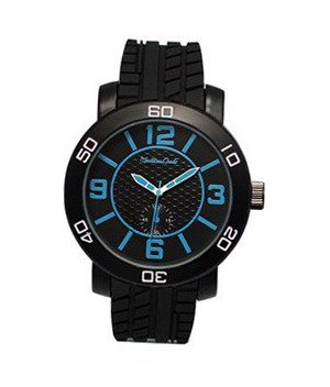 TRENDY FASHION Black Rubber Strap , Black Case/Black Dial, Blue Numerals 34285 BY FASHION DESTINATION
