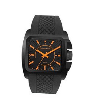 TRENDY FASHION Black Rubber Strap , Black Case/Black Dial, Orange Numerals 34287 BY FASHION DESTINATION