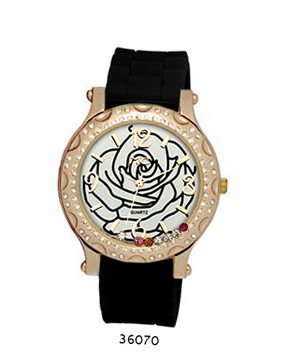 TRENDY FASHION Black Silicon Strap , Rose Gold Case, White Dial BY FASHION DESTINATION