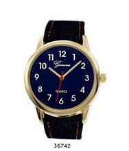 TRENDY FASHION Blue Denim Leather Band , Gold Case, Blue Dial BY FASHION DESTINATION