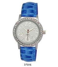 TRENDY FASHION Blue Faux Leather Strap , Silver Case, White Dial BY FASHION DESTINATION