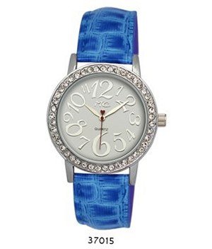 TRENDY FASHION Blue Faux Leather Strap , Silver Case, White Dial BY FASHION DESTINATION