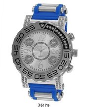 TRENDY FASHION Blue/Silver Bullet Band Silicon Strap , Hip-Hop Silver Case, Silver Dial BY FASHION DESTINATION